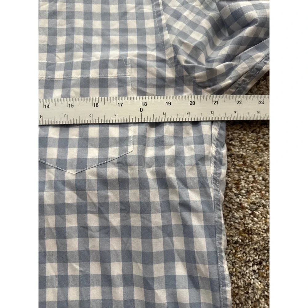 J Crew Slim Fit Blue White Gingham‎ Check Button Down Shirt Men's Size Large